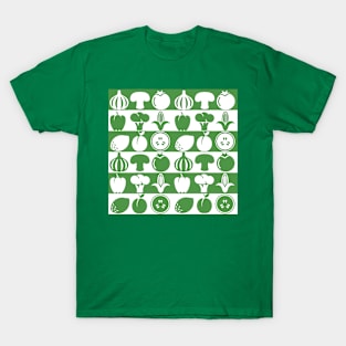 Vegetables in green andwhite graphic pattern T-Shirt